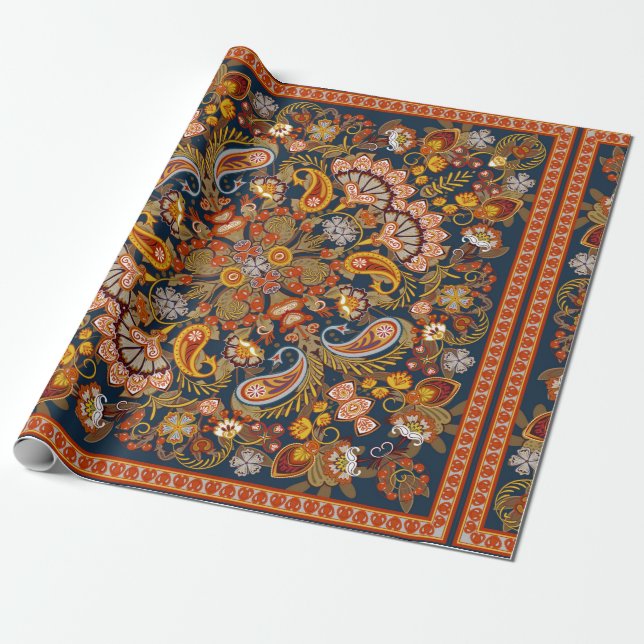 Vintager Paisley-Bandanabdruck, Seidenhalsschal od Geschenkpapier (Ungerollt)