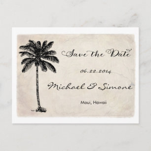 Vintager Palm Tree Beach Save the Date Postkarte