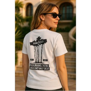 Vintager Palm Tree Miami Beach Familienurlaub T-Shirt