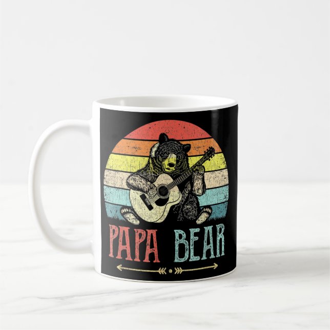 Vintager Papa Bär Gitarre Vater Gitarre spielen Kaffeetasse (Links)