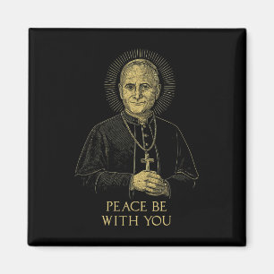Vintager Papst Portrait Leo Xiv Halo Cross Peace B Magnet