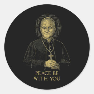 Vintager Papst Portrait Leo Xiv Halo Cross Peace B Runder Aufkleber