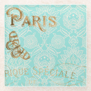 Vintager Paris-Goldentwurf Glasuntersetzer