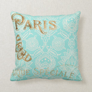 Vintager Paris-Goldentwurf Kissen