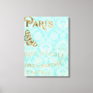 Vintager Paris-Goldentwurf Leinwanddruck