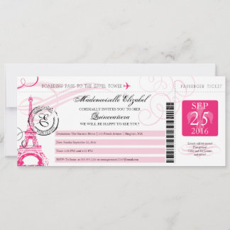 Vintager Pariser Boarding Quinceanera Einladung
