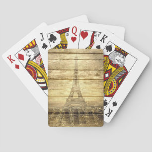 Vintager Pariser Eiffelturm auf Holz Spielkarten