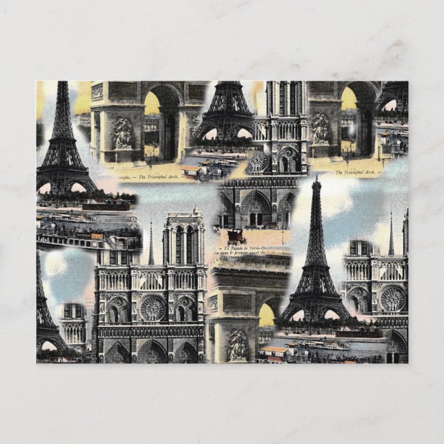 Vintager Pariser Reisesammler Eiffelturm Postkarte (Vorderseite)