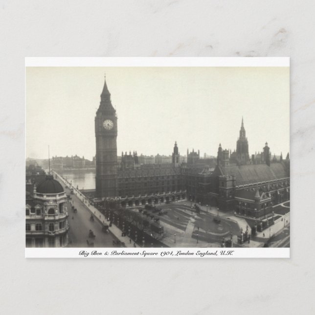 Vintager Parlamentsplatz, Big Ben 1904 London Postkarte (Vorderseite)