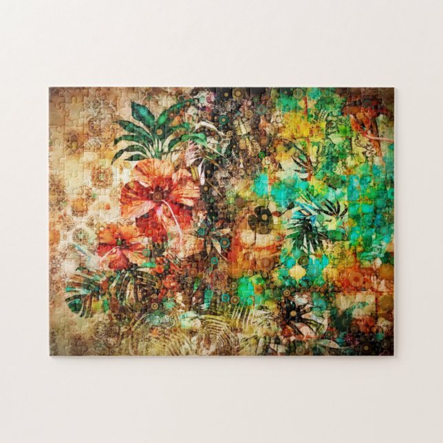 Vintager Parrot-Jungle-Hibiskus (Horizontal)
