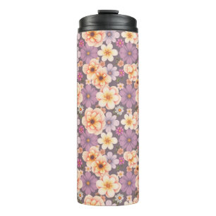Vintager Pastellpfirsich & Lavendelblumenkern Thermosbecher