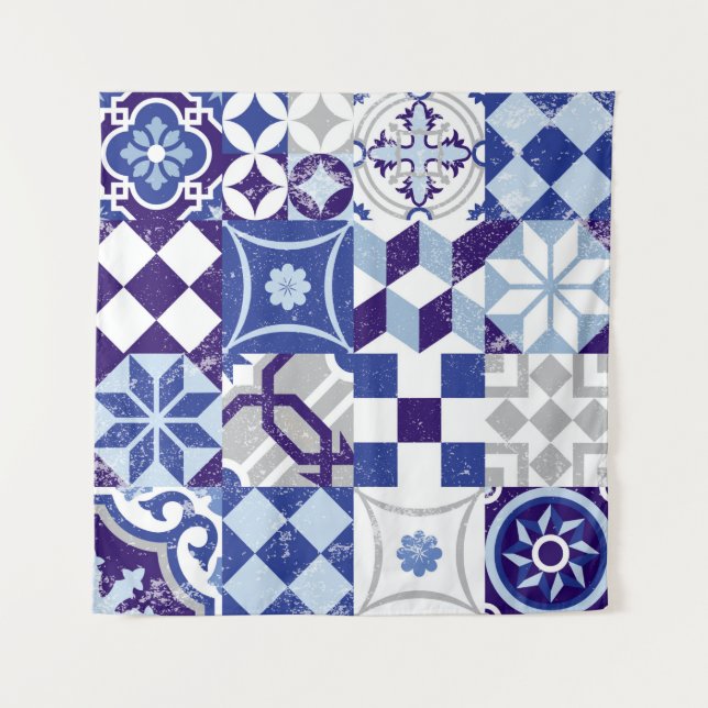 Vintager Patchwork-Hintergrund mit traditionellem  Wandteppich (Vorderseite)