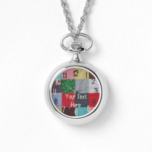 Vintager Patchworkgewebeentwurf bunt Armbanduhr