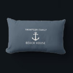 Vintager Patio des Anchor Family Beach House Kissen Für Draußen<br><div class="desc">Ihr Name Beach House Vintag Anchor Blue Gray Patio Lumbar Kissen Kissen Kissen.</div>