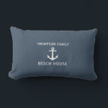 Vintager Patio des Anchor Family Beach House Kissen Für Draußen<br><div class="desc">Ihr Name Beach House Vintag Anchor Blue Gray Patio Lumbar Kissen Kissen Kissen.</div>