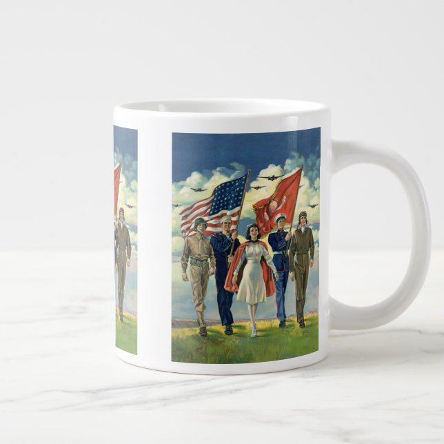 Vintager Patrioter, stolzer Militärangehöriger Jumbo-Tasse (Rechts)
