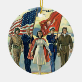 Vintager Patrioter, stolzer Militärangehöriger Keramik Ornament