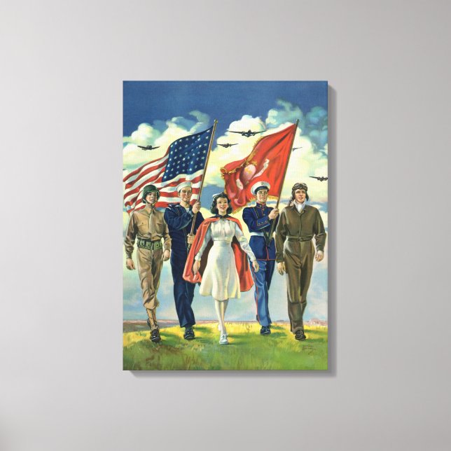 Vintager Patrioter, stolzer Militärangehöriger Leinwanddruck (Vorderseite)