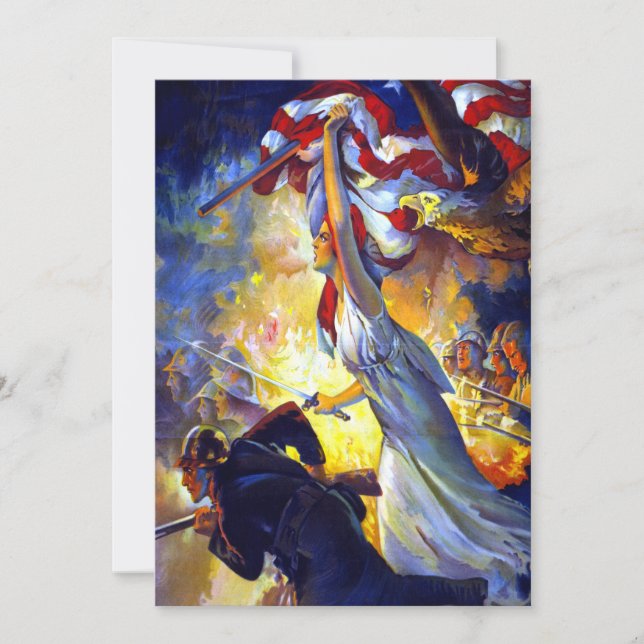 Vintager Patriotic Lady Liberty American Flag Eagl (Vorderseite)