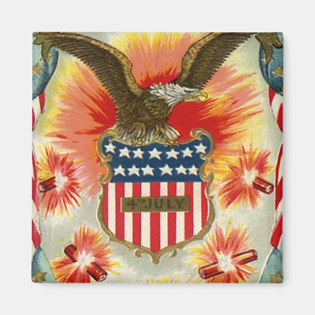 Vintager Patriotischer 4. Juli Adler und amerikani Magnet (Vorne)