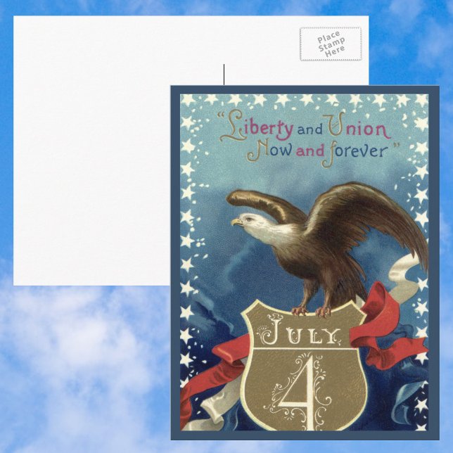 Vintager Patriotischer Amerikanische Unabhängigkei Postkarte (Von Creator hochgeladen)