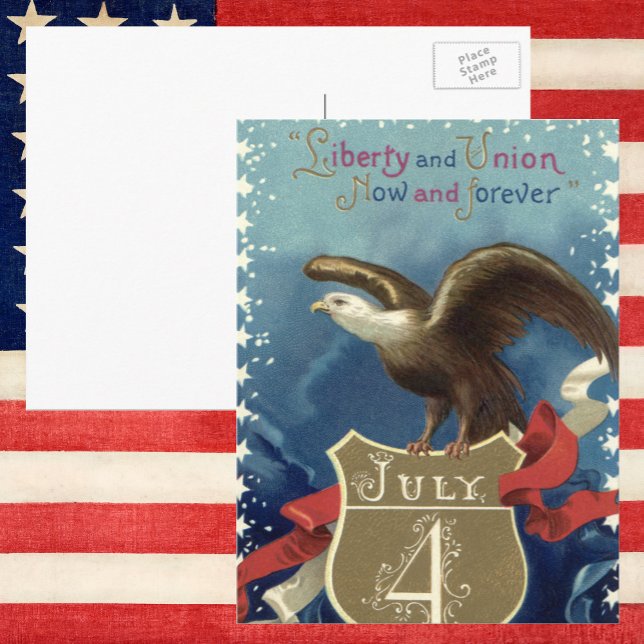 Vintager Patriotischer Amerikanische Unabhängigkei Postkarte (Von Creator hochgeladen)