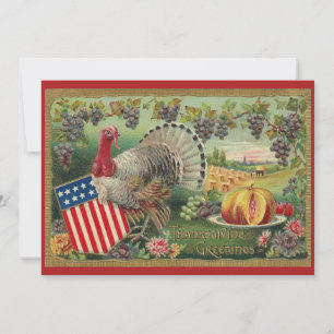 Vintager Patriotischer Erntedank Grüße Türkei Karte