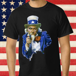Vintager Patriotischer Onkel Sam mit Star Hat und  T-Shirt