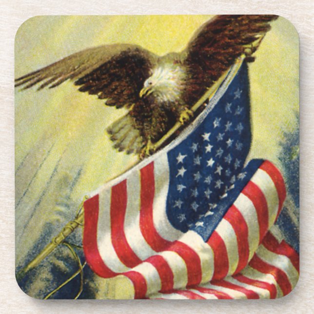 Vintager Patriotismus, Patriotische Adlerflagge Getränkeuntersetzer (Vorderseite)