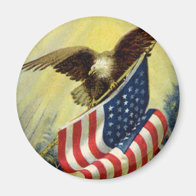 Vintager Patriotismus, Patriotische Adlerflagge Magnet (Vorne)