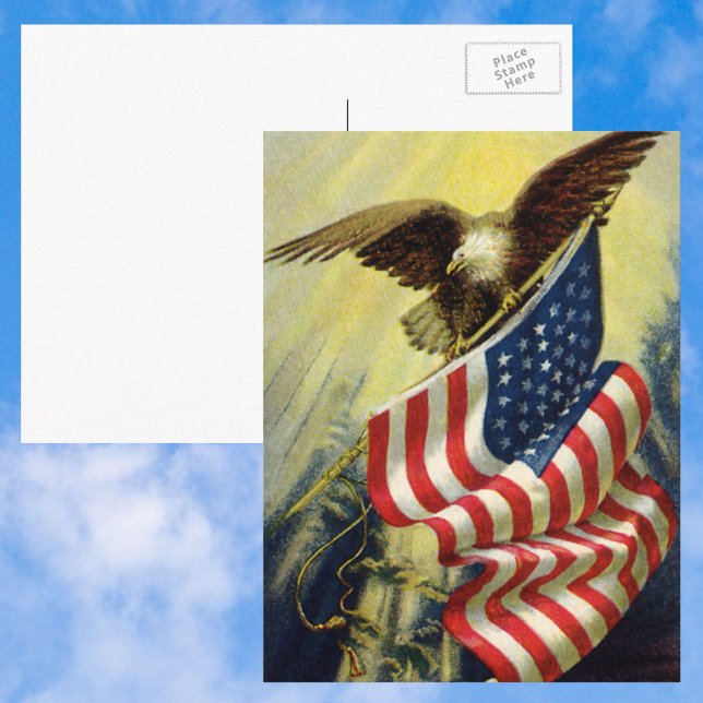 Vintager Patriotismus, Patriotische Adlerflagge Postkarte (Von Creator hochgeladen)