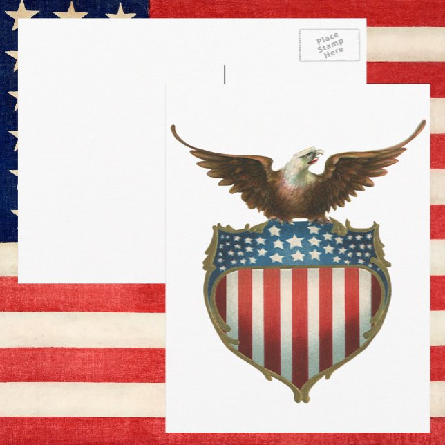 Vintager Patriotismus, Stolzer Adler über amerikan Postkarte (Von Creator hochgeladen)