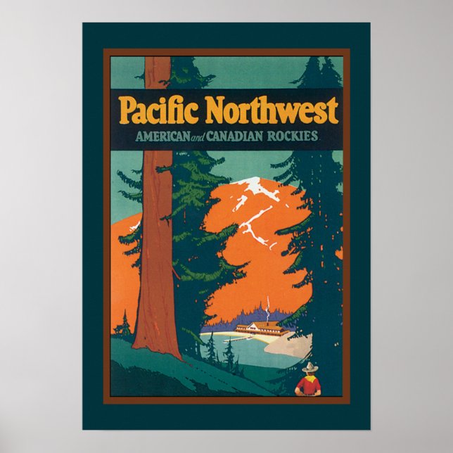 Vintager Pazifik-Nordwestposter Poster (Vorne)