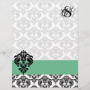 Vintager PeaPod Damask Monogram Letterhead