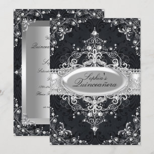 Vintager Perl-Glamour Quinceanera Einladung