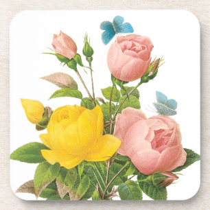 Vintager Perser Gelber Rosentee Rose von Redoute Getränkeuntersetzer