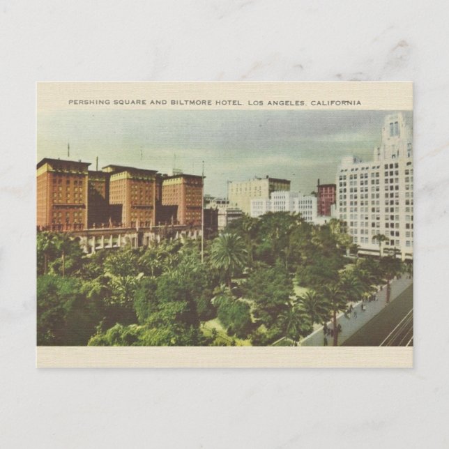 Vintager Pershing Square Los Angeles Postkarte (Vorderseite)