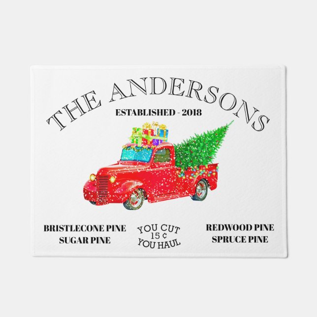 Vintager Personalisierter Name Bauernhof Weihnacht Fußmatte (Vorderseite)