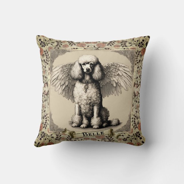 Vintager Personalisierter Poodle Angel Kissen (Rückseite)
