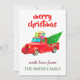 Vintager Personalisierter Truck Weihnachten Dankeskarte