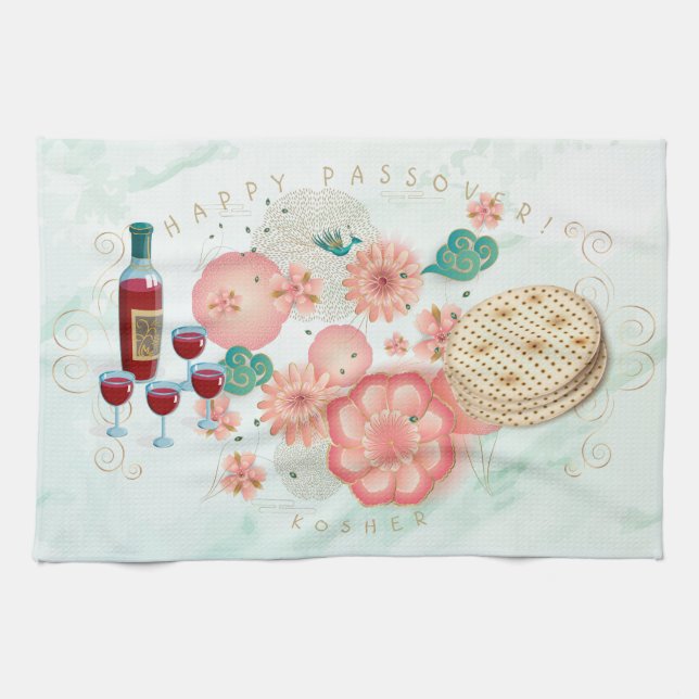 Vintager Pessach Seder Kosher Pesach Dekorativ Geschirrtuch (Horizontal)