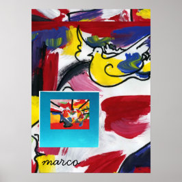 Vintager Peter Max Stil Peace and Liebe Poster