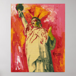 Vintager Peter Max Stil Statue of Liberty Poster