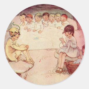 Vintager Peter- Pan und Wendy-Untergrund Runder Aufkleber