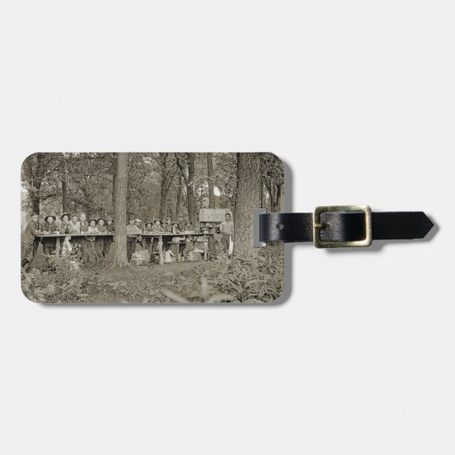 Vintager Pfadfinder-Truppentruppe Camping Foto der Gepäckanhänger (Vorderseite horizontal)