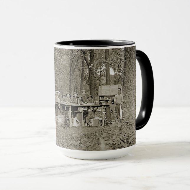 Vintager Pfadfinder-Truppentruppe Camping Foto der Tasse (VorderseiteRechts)