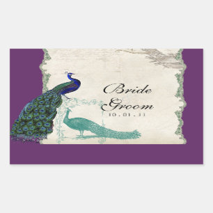 Vintager Pfau 5 - Hochzeits-Siegel oder Aufkleber