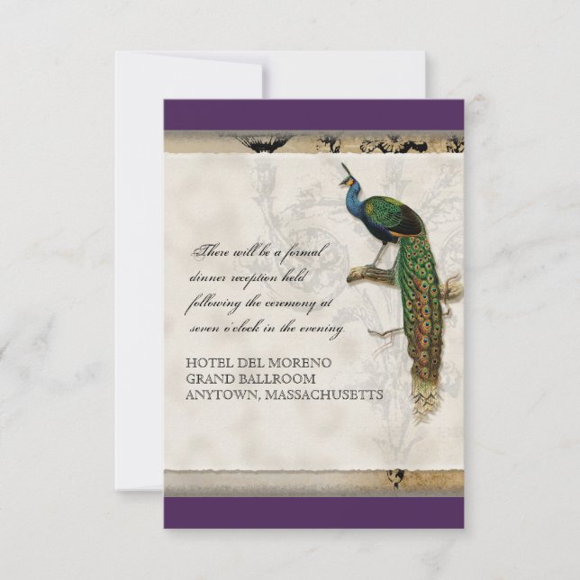 Vintager Pfau 6 - Einladung zur Hochzeit (Vorderseite)
