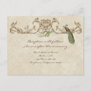 Vintager Pfau & Etchings Empfang Einladung