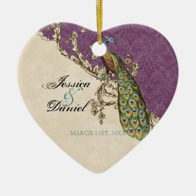 Vintager Pfau & Etchings Weihnachtsschmuck (Vorne)